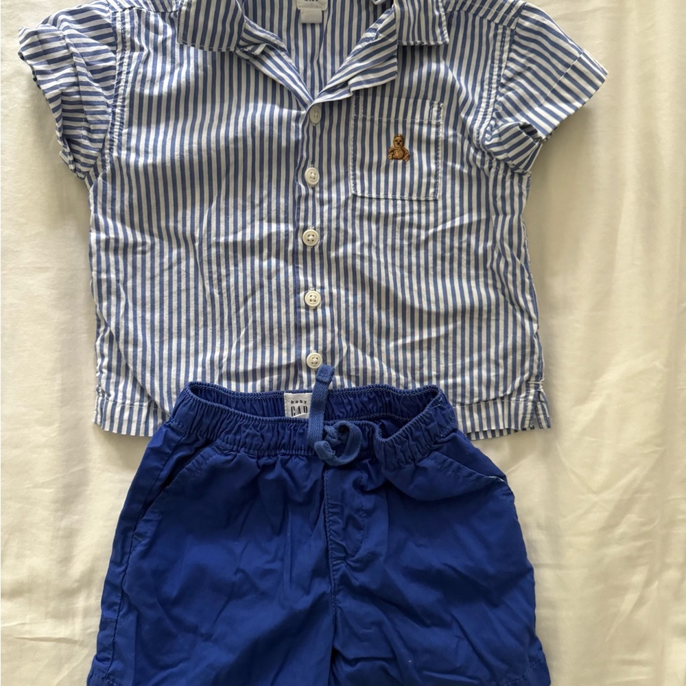 GAP Blue Striped Button Down Shirt for Kids